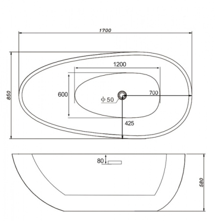 Акриловая ванна Gemy G9211B (170x85)