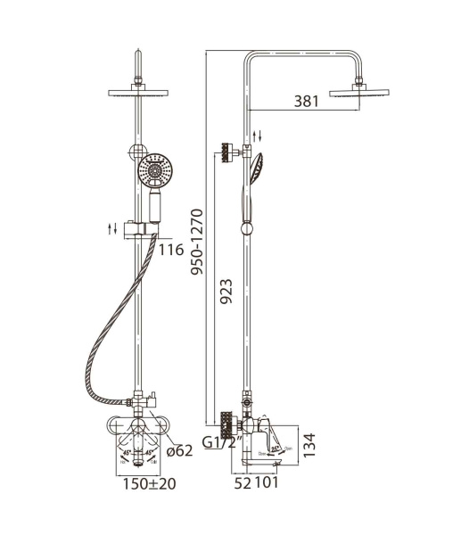 Душевая система с изливом BelBagno RENO REN-VSCM-CRM-IN
