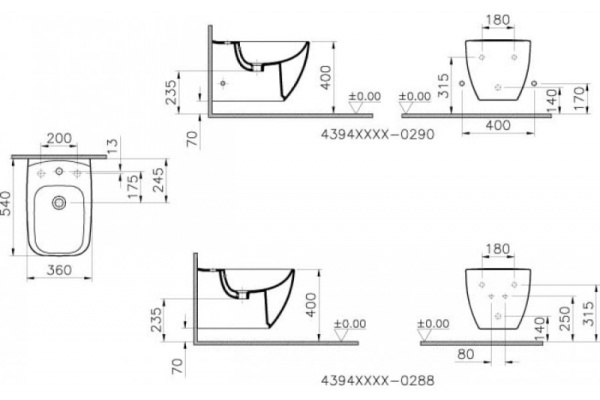 Биде VITRA Shift 4394B003-0288