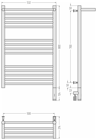 Полотенцесушитель электрический (80х50) Сунержа Богема 3.0 032-5807-8050 правый