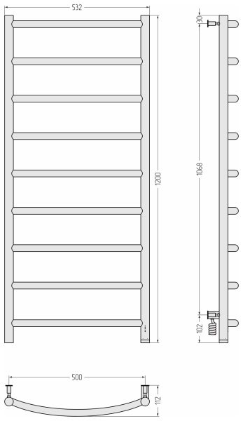 Полотенцесушитель электрический Сунержа Галант 3.0 (120х50) 31-0831-1250 правый