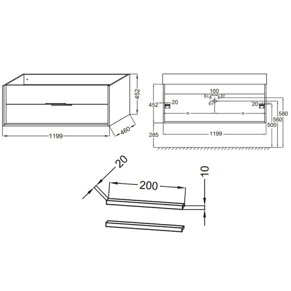 Тумба под раковину Jacob Delafon Vivienne 120 EB1509-N18-N18