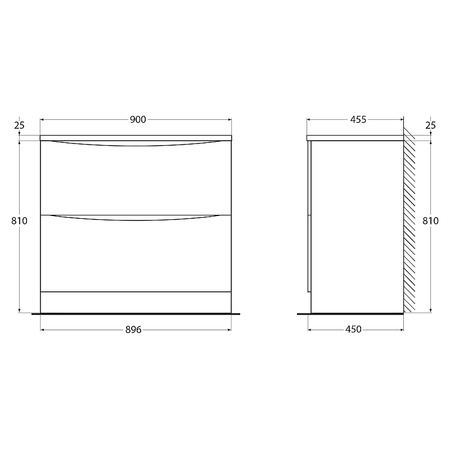 База под раковину BelBagno ACQUA-900-2C-PIA-BL Bianco Lucido