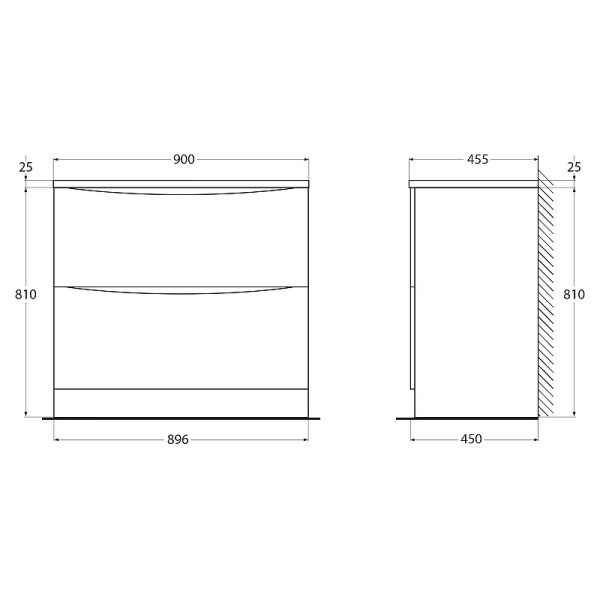 База под раковину BelBagno ACQUA-900-2C-PIA-BL Bianco Lucido
