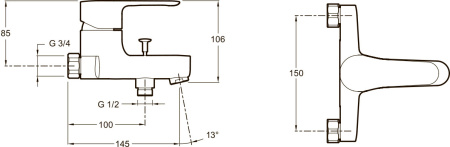Смеситель для ванны Jacob Delafon July E16033-4-CP