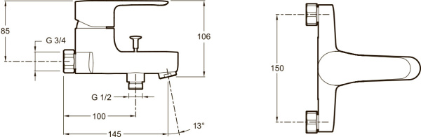 Смеситель для ванны Jacob Delafon July E16033-4-CP