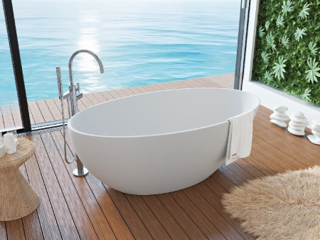 Ванна из литого мрамора ALPEN Venecia 160 в комплекте с сифоном VEN-170M