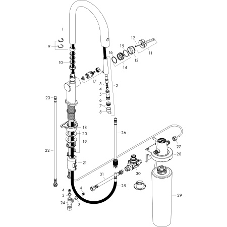 Смеситель для кухни с подключением к фильтру Hansgrohe Aqittura M91 FilterSystem 76803000 хром