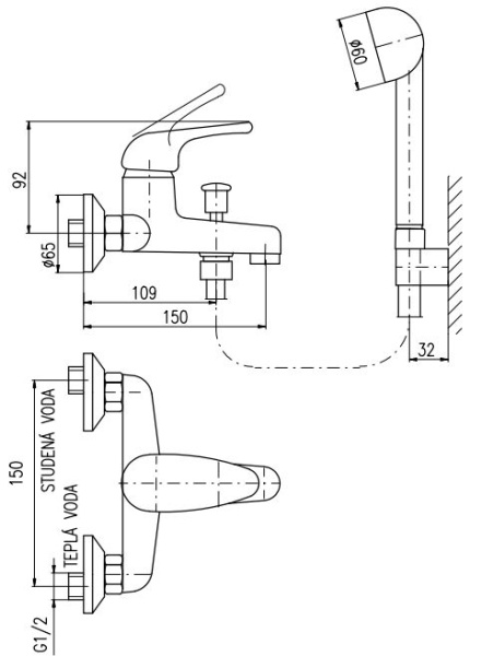 Смеситель для ванны Rav Slezak Sazava SA554.5/1