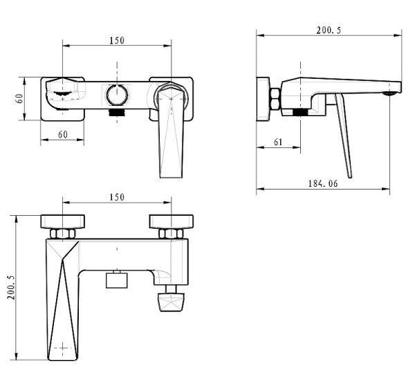 Смеситель для ванны Boheme Venturo 373-SGM
