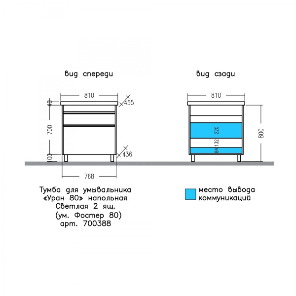Тумба под раковину Санта Уран 80 700388