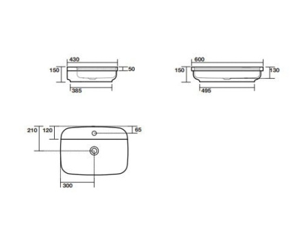 Раковина накладная (60х43) Kerasan Tribeca 514201*1 белый глянец