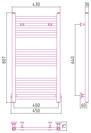 Полотенцесушитель водяной Сунержа Модус (80х40) Золото 03-0250-8040