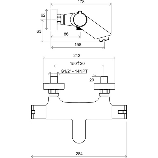 Смеситель для ванны Ravak Termo TE 022.00/150 X070047