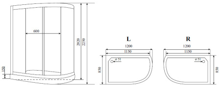 Душевая кабина (120х85) Timo Standart T-1102L