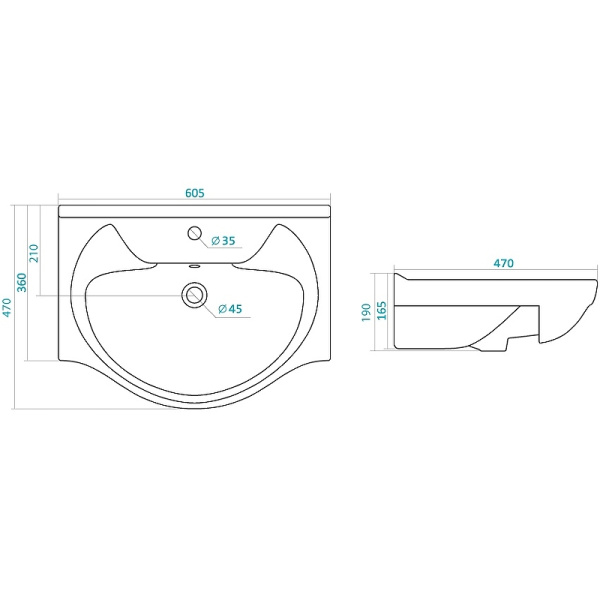 Тумба с раковиной Акватон Лиана 60 1A1631K0LL010