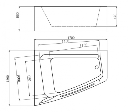 Акриловая ванна (170х130) Gemy G9056 K L с гидромассажем, левая