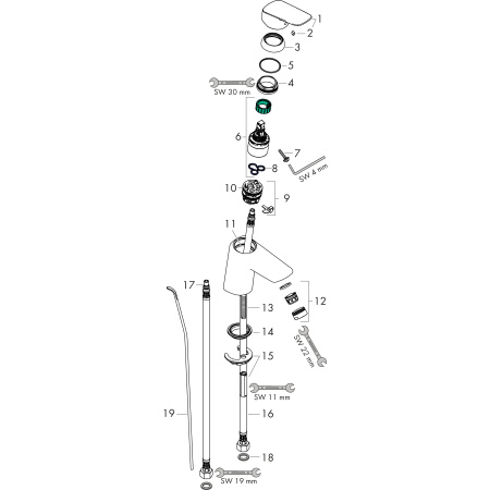 Смеситель для раковины с донным клапаном Hansgrohe Logis 71170670 черный матовый