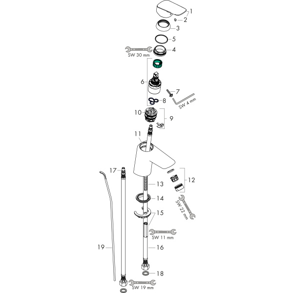 Смеситель для раковины с донным клапаном Hansgrohe Logis 71170670 черный матовый