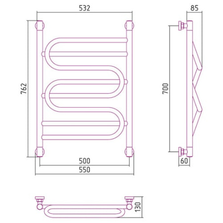 Полотенцесушитель водяной (700х500) Сунержа Иллюзия+ 00-0210-7050 хром