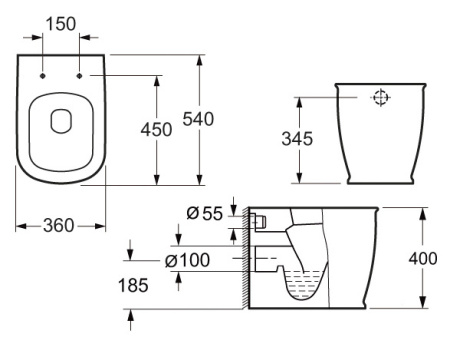 Унитаз приставной BelBagno Prado BB10150CB