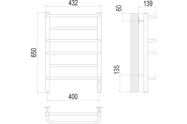 Полотенцесушитель электрический Terminus Евромикс (400х650) П6 4670078531261