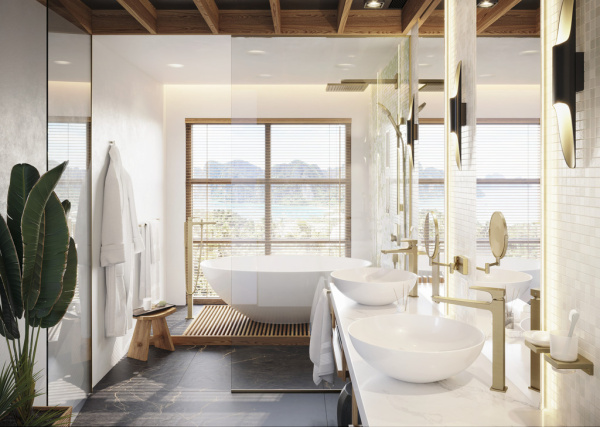 Смеситель для ванны напольный Hansgrohe Metropol 32532140 шлифованная бронза