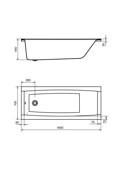 Акриловая ванна (160х70)  Santek Санторини   1WH302494