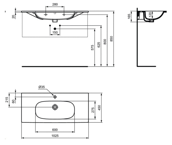 Раковина подвесная Ideal Standard TESI T3508V1