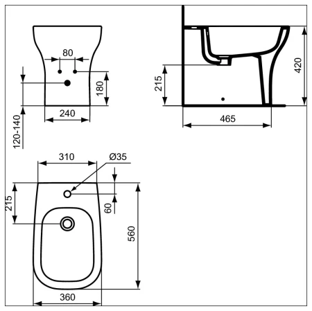 Биде напольное Ideal Standard Active T501201