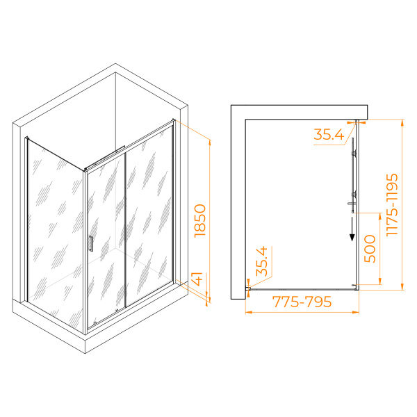 Душевой уголок (120х80) RGW Passage PA-145 020814582-11 прозрачное