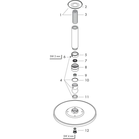 Верхний душ с кронштейном Hansgrohe Raindance S 1jet Ecosmart 26600000 хром