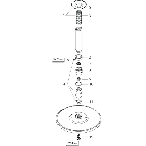 Верхний душ с кронштейном Hansgrohe Raindance S 1jet Ecosmart 26600000 хром