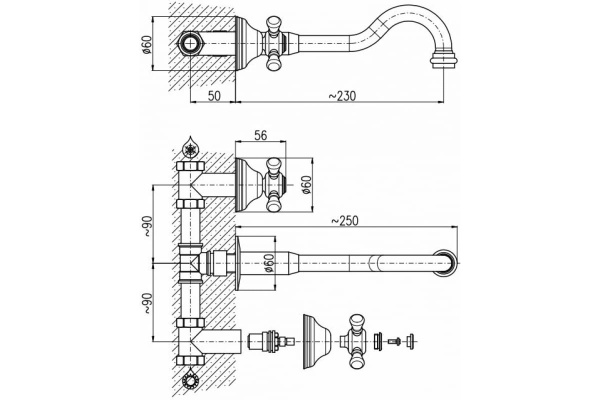 Смеситель для раковины Rav Slezak Morava Retro MK331Z