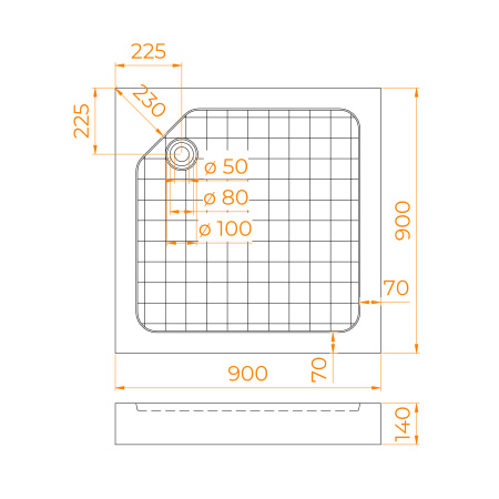 Душевой поддон (90х90) RGW SMC-W 57350199-01