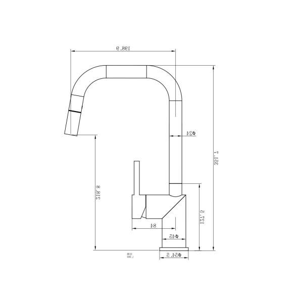 Смеситель для кухни с выдвижным изливом WONZON & WOGHAND,  брашированный никель WW-6018-BS Смеситель для кухни с выдвижным изливом WONZON & WOGHAND,  брашированный никель WW-6018-BS