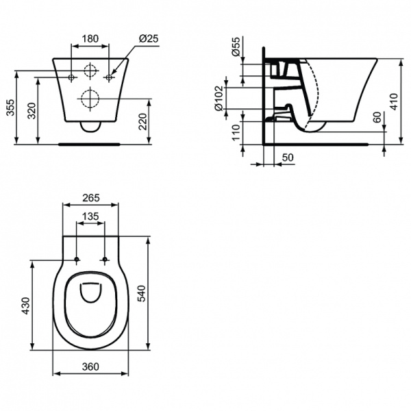 Комплект унитаза с инсталляцией Ideal Standard Connect Air AquaBlade E212101
