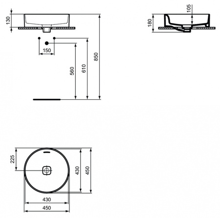 Раковина накладная Ideal Standard Strada (45x45) T296101