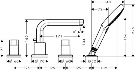 Смеситель на край ванны Hansgrohe Metris S 31443000