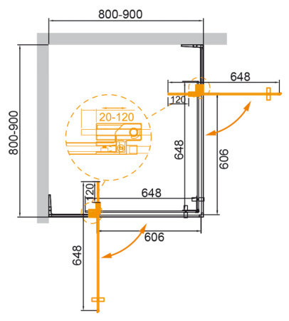 Душевой уголок (80х80) CEZARES SLIDER SLIDER-A-2-80/90-C-NERO