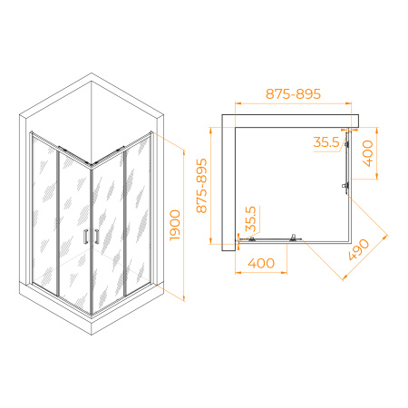 Душевой уголок (90х90) RGW PA-31B 02083199-14 прозрачное