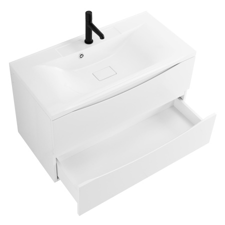 Тумба  под раковину подвесная с двумя выкатными ящиками BelBagno MARINO-1100-2C-SO-BO-P Bianco Opaco