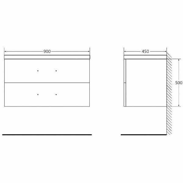 База под раковину подвесная BelBagno AURORA-900-2C-SO-BL Bianco Lucido