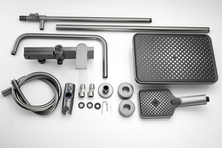 Душевая система с изливом Belz B24678-3, оружейная сталь