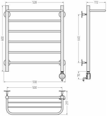 Полотенцесушитель Стилье Формат 20 ТЛ (600х500) 00520-6050 правый