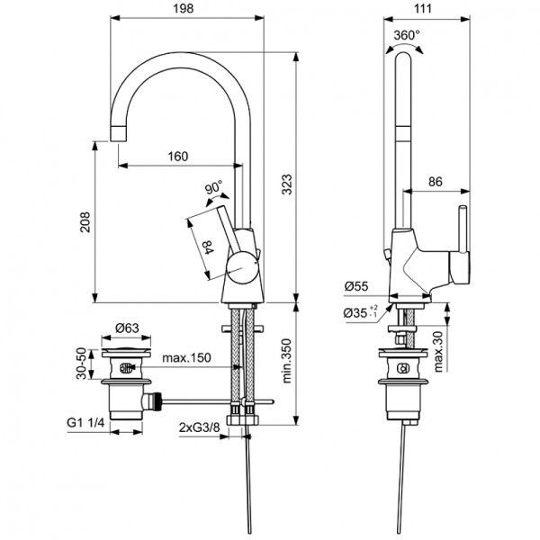 Смеситель для раковины Ideal Standard Ceraline BC195AA