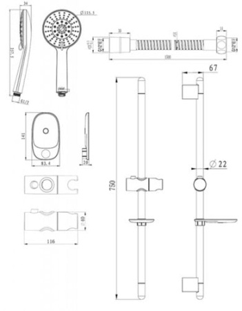 Душевой гарнитур Bravat Line D152CP-2A-RUS