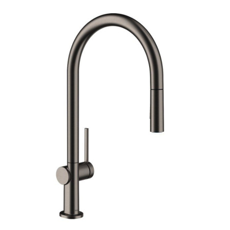 Смеситель для кухни с выдвижным изливом sBox Hansgrohe Talis M54 2jet 72801340 шлифованный черный хром
