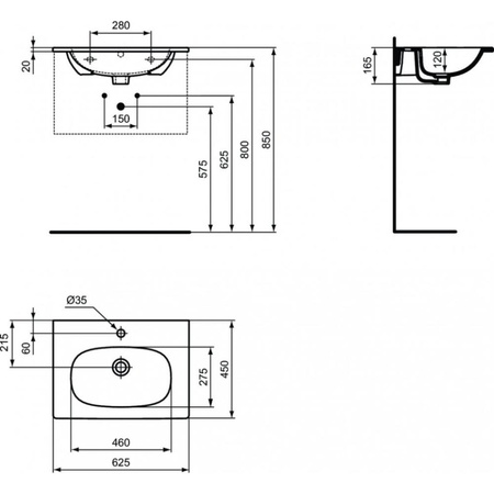 Раковина подвесная Ideal Standard TESI T3510V3