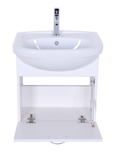 Тумба без раковины подвесная с раковиной Orange Лайт LRA-50TUW+RA белый глянец